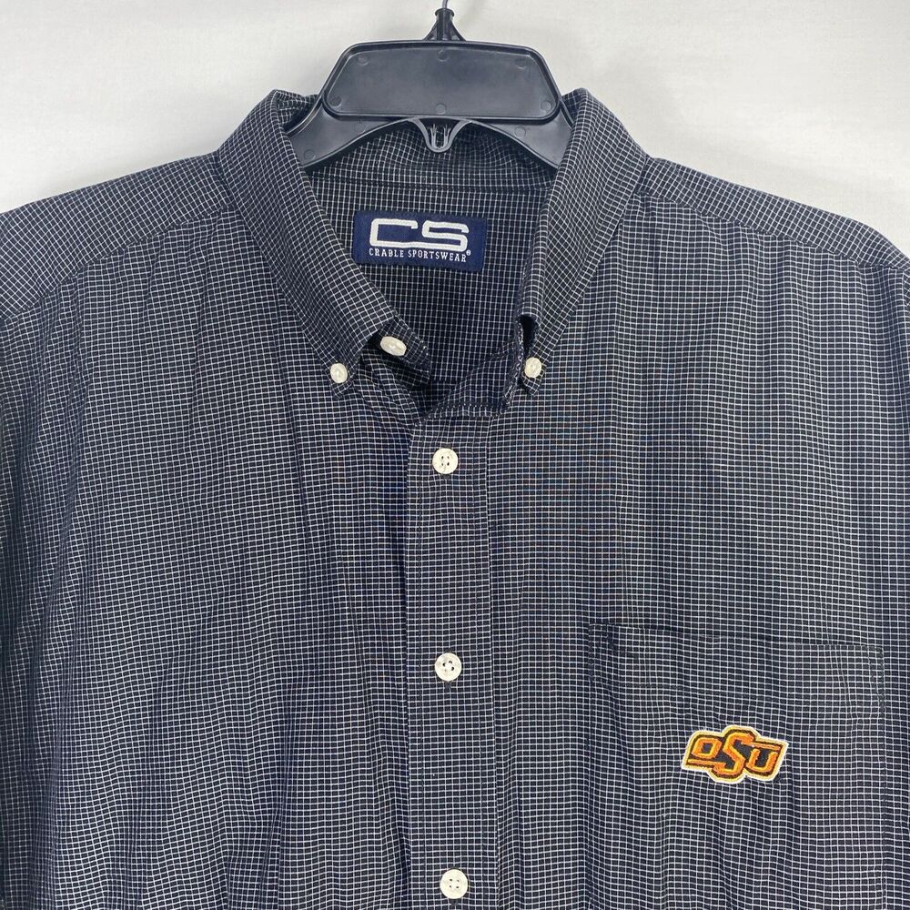 OSU Cowboys Men's Golf Shirt Size XL Checked Black Button Down Sportswear